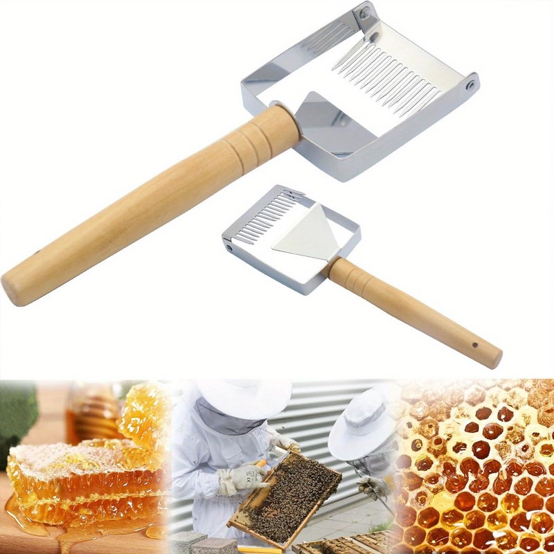 AIMALL Stainless Steel Honey Uncapping Fork with Wooden Handle Beekeeping