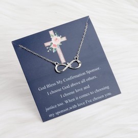 FEELMEM Confirmation Sponsor Necklace God Bless My Confirmation Sponsor Gift Catholic Mentor Gifts for Godmother Thank You