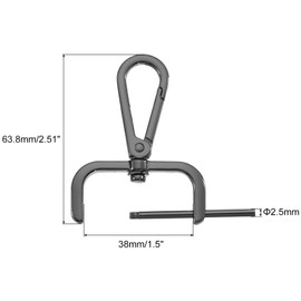 sourcing map 8Pcs Swivel Clasps Hook, 38mm(1.5 Inch) D Ring Detachable Snap Hook Metal Lobster Claw Clasp Hook with Screwdriver for Purse Making Keychain, Black