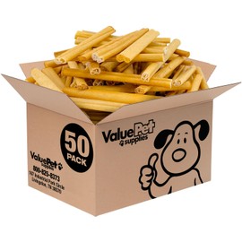 ValueBull USA Pig Skin Retriever Rolls, 6 Inch, Smoked, 50 Count Bulk Pack - Premium USA Pork Hide Dog Chews, One-Piece, Easy Digestion, High Protein