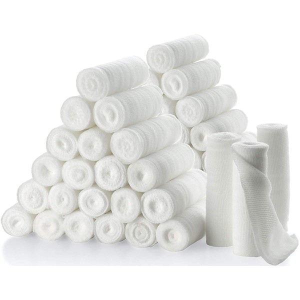 Gauze Bandage Rolls - Pack or 48, 4 x 4.1 Yards per Roll Medical Gauze Bandages and Stretch Bandage Wraps for Joining All Types of Wounds and First Aid Kit MEDca