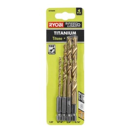 Ryobi AR1860G Hex Shank Titanium Drill Bit Set (4-Piece)