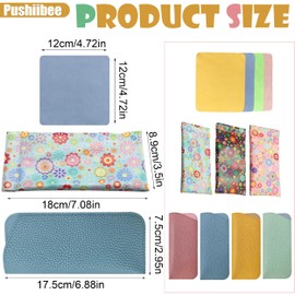 7Pcs Soft Glasses Case, Leather Sunglass Pouch with Cleaning Cloth, Portable Eye Glasses Pouch Squeeze Top Glasses Case Water Proof Storage Soft Eyeglass Case for Women Men