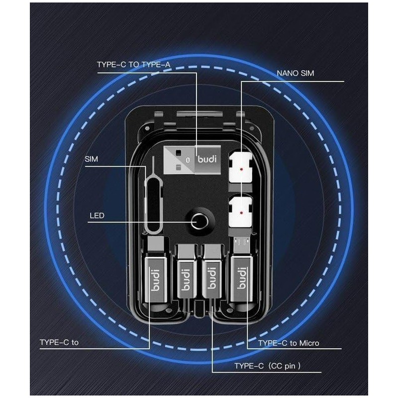 Budi 9 in 1 Essential Travel Charging & Data Sync