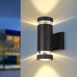 CHENBEN Outdoor Wall Lights,Modern Front Door Lights,IP44 Waterproof up and Down Lights Outdoor,Aluminium Outside Wall Lights Mains Powered,Outdoor Downlights for Garden/Porch/Garage with GU10 Bulbs