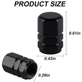 Black Tire Valve Stem Covers Tire Nozzle Cap Hex Design Aluminum Tire Stem Caps Universal Air Dust Valve Caps for Car Truck Motorcycle Bike Airtight Seal Screw-on Easy-Grip Use (8-Pack)