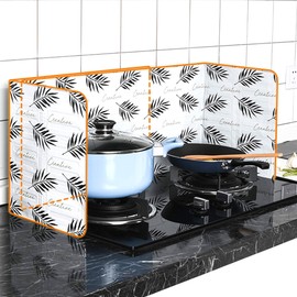 Cheer Collection Set of 2 Grease Splatter Guards for Stove Top – Folding Oil Splash Guard for Cooking, Stove Shield for Gas Stoves, Frying Cover Splatter Oil Shield, White Aluminum Design