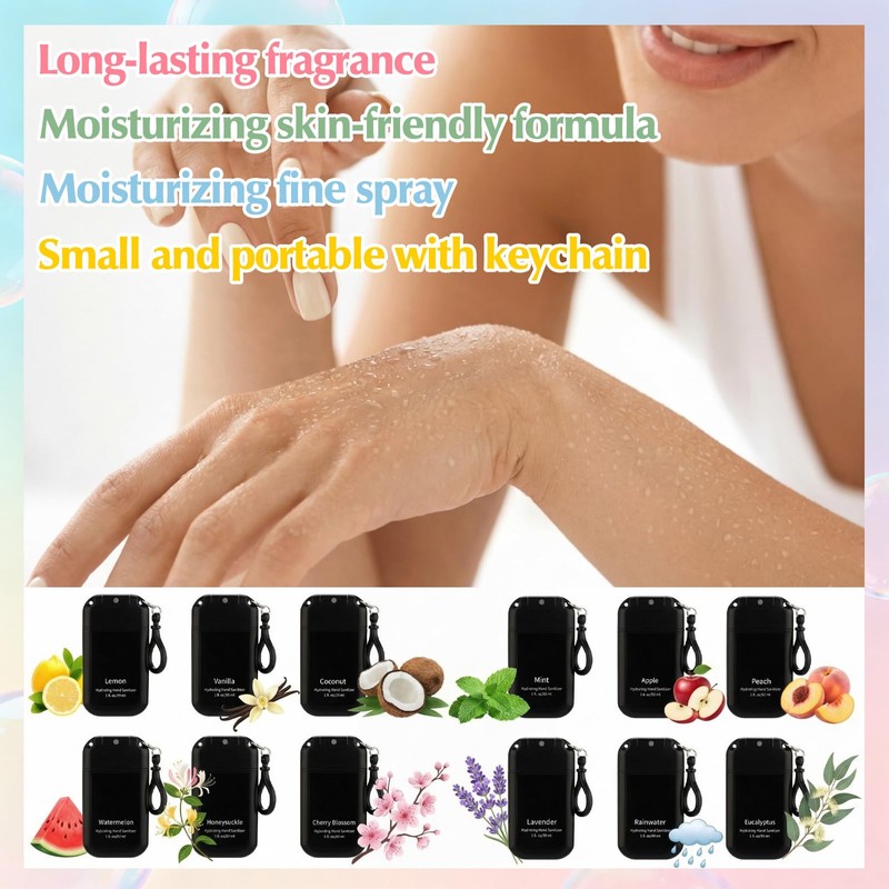 Loopeer 24 Pack Mist Hand Sanitizer Spray with Keychain Men
