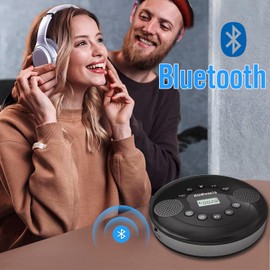 Portable CD Player with Bluetooth, Dual Speakers Mini Boombox, Rich Sound Quality, Easy Bluetooth Connectivity, Rechargeable, Anti-Skip, AUX Cable for Car & Home Headphone Aurivoxis TravelTone