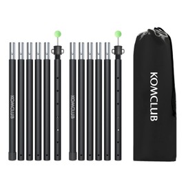KOMCLUB Tent Poles Adjustable Lightweight Camping Tarp Poles 82.68" Aluminum Alloy Telescoping Solar sail Poles for Awning Canopy Tent Tarp Hiking Light Weight and Easy to Carry (2PC & Black)