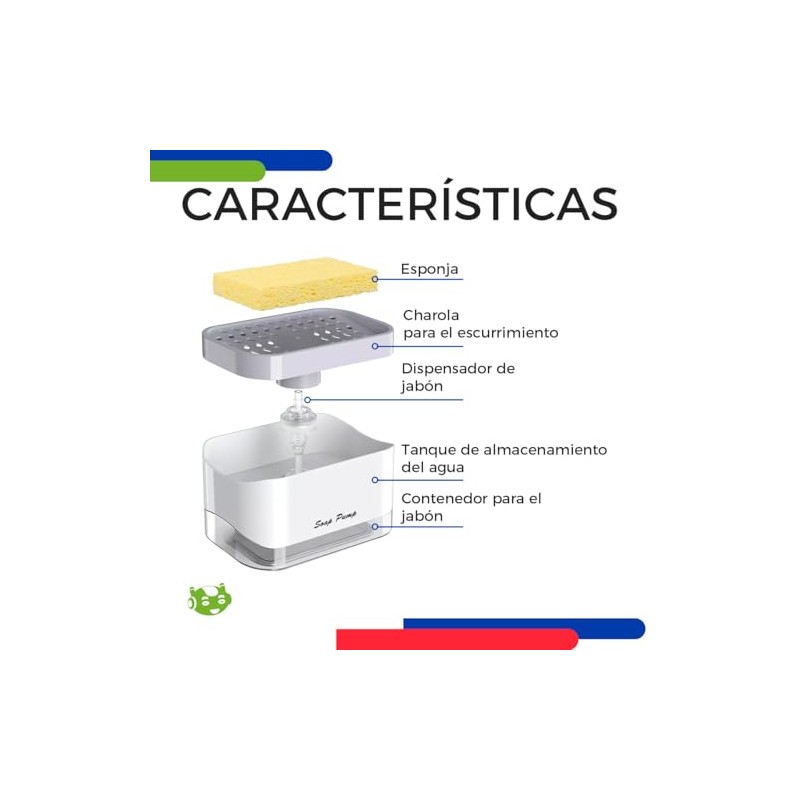 SC ACCESORIOS Dispensador De Jabón para Platos 2 En 1