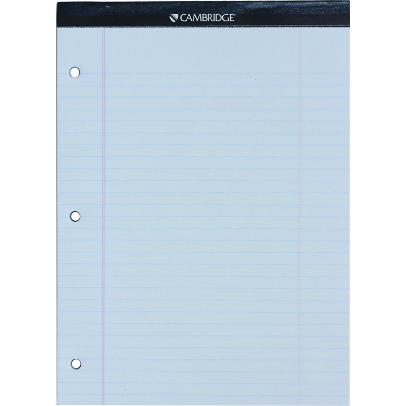 Cambridge Headstrip Office Pad, 8-1/2 X 11-3/4 Inches, Wide Ruled,