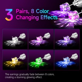 Bright Stylish Glow Earrings, LED Light Up Stud Earrings, Glowing Light Up Earring for Men & Women, Diamond Crown Ear Drop Pendant Stud Stainless