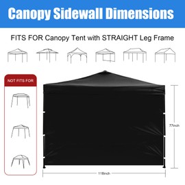 Patioman 3-Piece 10x10 Canopy Sidewalls with Silver Coating UPF50+ Shelter Sunwall Waterproof Canopies Shade Wall Instant Canopy Side Wall for Outdoor Pop up Canopy Tent and Vendor Tent, Black
