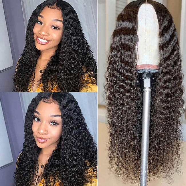 AYIYI Lace Front Wigs Human Hair Pre Plucked 4x4 Lace Front Wigs For Black Women Deep Curly Wave Lace Front Wigs 150% Density With Baby Hair 26inch