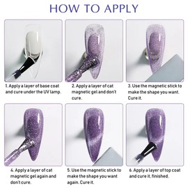 Arte Clavo 10ml Purple Cat's Eye Effect Bright Purple Violet Gel Polish with Magnet UV Soak Off Magnetic Gel Polish Enamel Lacquer Glitter Velvet Nail Art Varnish 6011