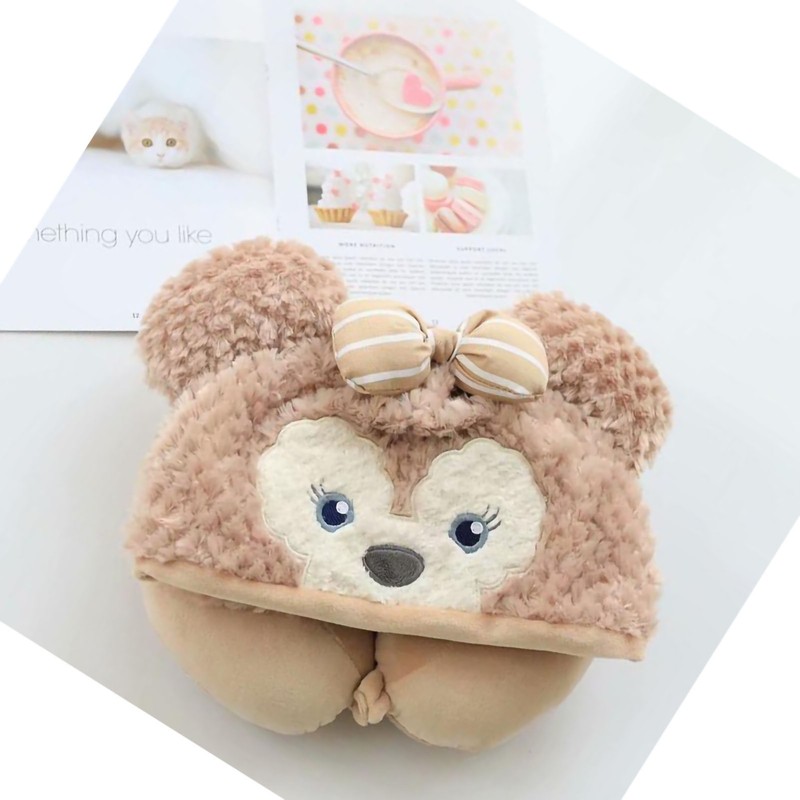 Hooded U Shaped Pillow Cute Cartoon Travel PP Cotton U