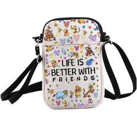 PXTIDY Cartoon Crossbody Bag Life Is Better With Friends Friendship Gift Pooh Bear Lovers Gifts Magic Kingdom Gift