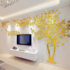 3D DIY Tree Wall Sticker Large Family Bird and Tree Wall Decal Art Mural Stickers Home Decor for Living Room Bedroom Home Decoration TV Backdrop Wall