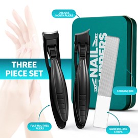 Large Opening Toenail Clippers Set for Thick Toenails for Seniors Angled and Ingrown Heavy-Duty Nail Clippers with Long Handle Nails with Catcher Nail Cutter Wide Jaw for Women and Men