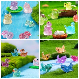 Bxyiigru 200pcs Mini Glitter Ducks Resin Animals Luminous DIY Fairy Garden Accessories