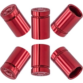 MEAJOO 6PCS Bullet Shell Tire Valve Stem Caps, Leak-Proof Air Caps Cover, Airtight Aluminum Alloy Dust-Proof Car Accessories, Universal for Cars, SUVs, Bikes, Trucks and Motorcycles (Red)