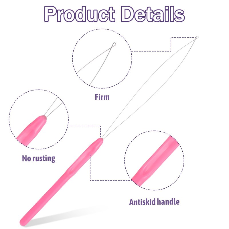 20 Pcs Hair Extension Threading Tool, Loop Needle Threader Hair