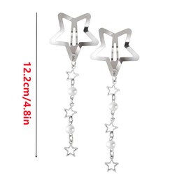 4 Pcs Star Pearl Snap Hair Clips, Cute Hair Barrettes Tassel Metal Hair Pins Wedding Prom Hair Styling Accessories for Women Girls, Silver