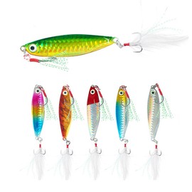 Metal Sea Fishing Lures 12 Pack 30g Metal Sea Fish Spinner Lures Fishing Jigs Beach Casting Lures Metal Jig Hook Saltwater Coast Long Throwing Boat Sea Bass Bait