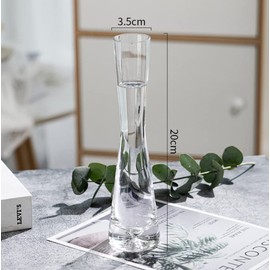 Transparent Glass Bud Vase Mini Floral Vase with Small Mouth Slim Waist Glass Flower Container Single Stem Holder for Office Home Hotel Dining Table Decor