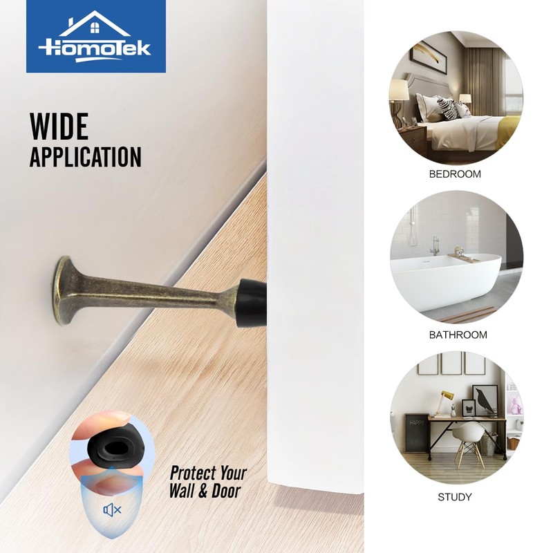 HOMOTEK 4 Pack Heavy Duty Solid Rigid Door Stop with