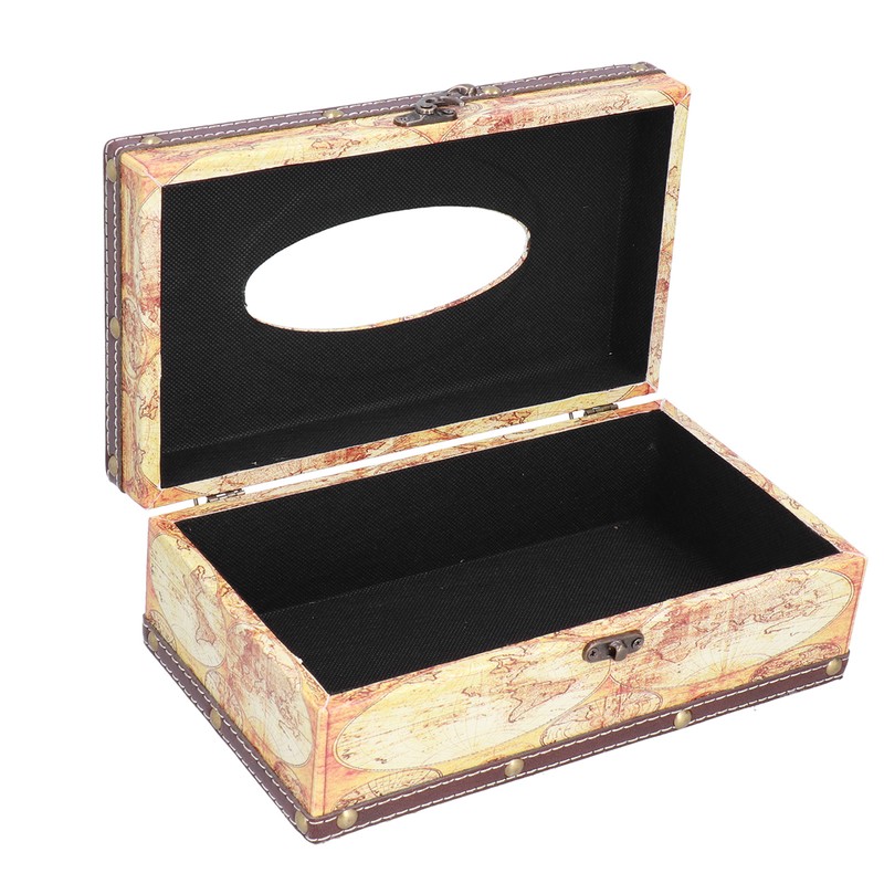 Tissue Box Organizer Composite Wood Leather Rounded Edges Premium Texture