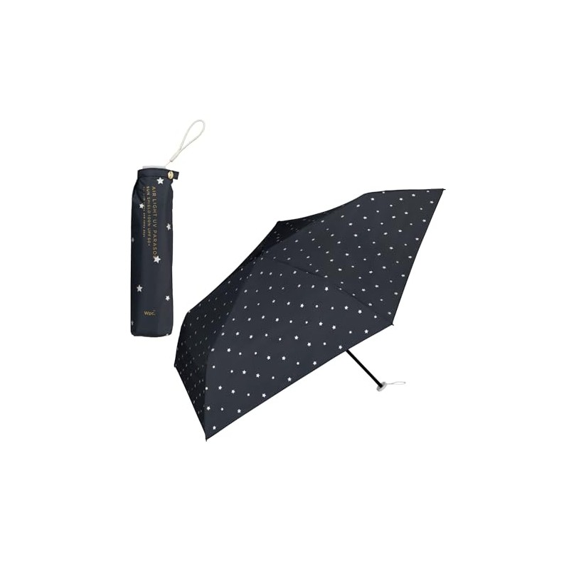 2025 Wpc. 801-11736-102 Women's Mini Folding Parasol, Lightweight, Star, Black,