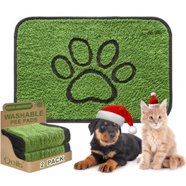 Qeils Washable Pee Pads for Dogs, 2 Pack Super Absorbent Reusable Puppy Pads with Green Long Wool for Potty Training, Floor, Couch, Bed, and Crate,24"x 36"