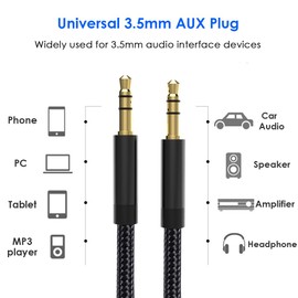 Mepsies 3.5mm Aux Audio Cable 5ft, Nylon Braided Auxiliary Cord, Stereo Audio Jack Adapter Cable for Headphone, Car Audio, Laptop, Smartphone, Home Stereos, Speaker and More