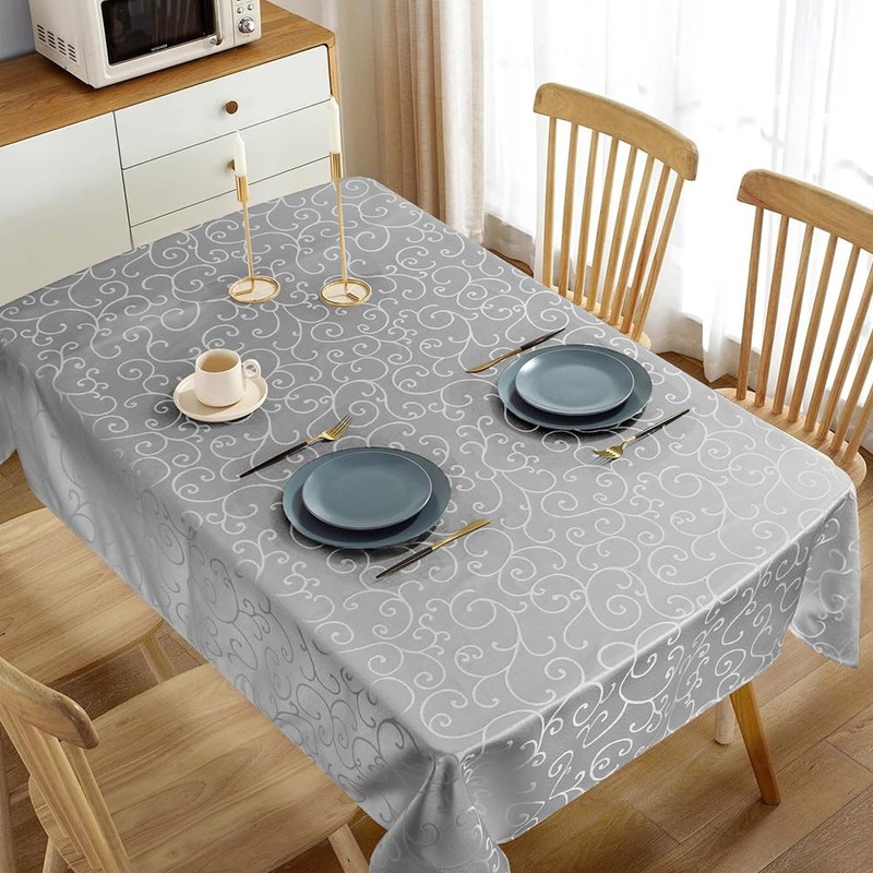 AMFUN Rectangle Tablecloth, 100x140 cm Polyester Jacquard Tablecloth, Damask Table