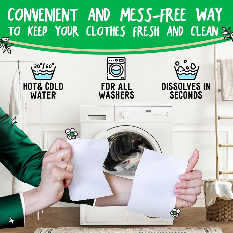 Eco-Friendly Laundry Detergent Sheets - Efficient, Clean, and Fresh Scented,