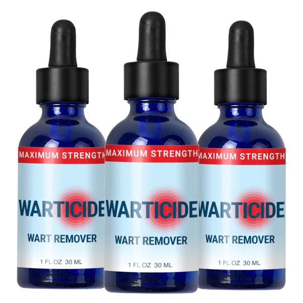 Warticide Fast-Acting Wart Remover - Plantar and Genital Wart Treatment, Attacks Warts On Contact, Easy Application (3 Bottles)