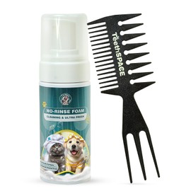 TeethSPACE Dog Dry Shampoo+Comb for Dog and Cat, Ready to Use Applicable Equally Puppy and Kitten, Odor Control Waterless Shampoo No Rinse for Pets Sensitive Skin