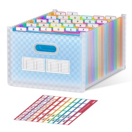 File Organiser, 26 Pockets Expanding File Folder, Upright and Open Top, A-Z Colorful Tabs, Larger Capacity Document Organiser, Coupon Bill Receipt Organiser, Letter/A4 Size