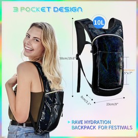 Cofurni Hydration Backpack with 2L Water Bladder, Festivals Insulated Water Pack, Rave Hydration Pack Backpack for Men and Women, Suitable for Music Festivals, Raves, Hiking, Running, Outdoors