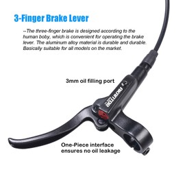 ThinkTop Bike Hydraulic Brake Kit 2 Piston, MTB Bicycle Oil Pressure Dual Piston Driving Disc Brake Set, Left (Front) 800/Right (Rear) 1400mm (Black)