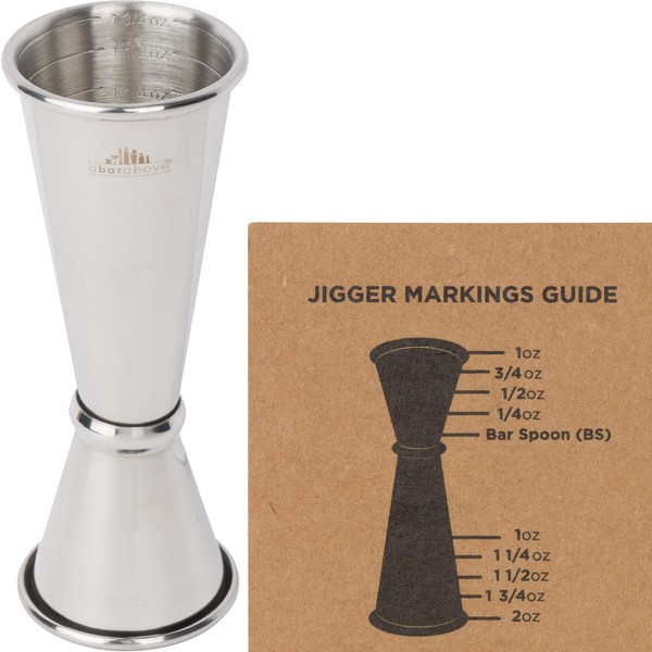 A Bar Above Premium Japanese Jigger with 8 Measurements Inside (1 Jigger, Stainless Steel)