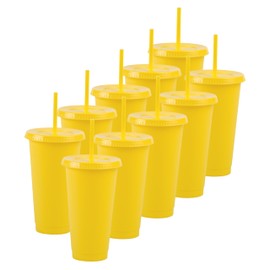 UUPZ Vasos de Plastico Reusable Set de 10, 20, 30, 50, 60 y 90 Vaso con Popote y Tapa de 24 oz tipo Termos para Cafe (Vaso tipo Termo Reusable/Plastic