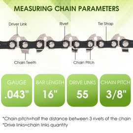 Thten 61PMMC3-55 Chainsaw Chain Compatible with Stihl 16 Inch 3610 005 0055, R55,MS170,MS180,MS180C,MS171,MS181,Oregon,Husqvarna,TriLinks,MCCULLOCH 3/8" LP Pitch .043" Gauge 55DL 5 Pack