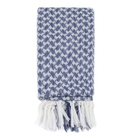Explore Land Cotton Shemagh Tactical Desert Scarf Wrap, White and Blue, One size