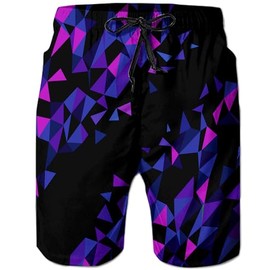 Mens Board Shorts with Mesh Liner 3D Printed Cool Purple Diamond Swimming Trunks for Gays Funny Black Graphics Bathing Suits Young Man Summer Casual Beach Swim Clothes XL