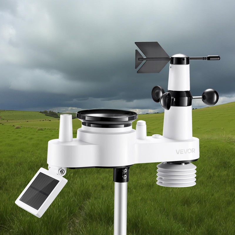VEVOR 7-in-1 Wireless Weather Station, 7.5-Inch VA Display, Solar Powered