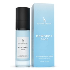 Hyaluronic Acid Serum by Mother Nature - Anti-Aging Collagen Booster for face + body - Fighting wrinkles + dark circles - With Vitamin C + E - 30 ml - High dosage