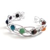 Natural Chakra Silver Celtic Wire Wrapped & Woven Cuff Bracelet